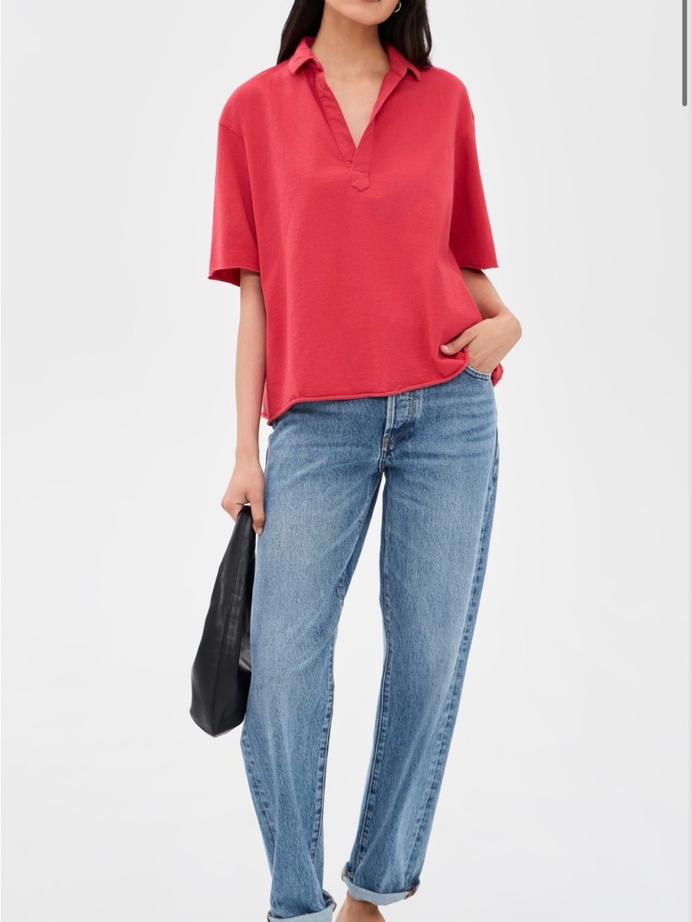 Faherty Women's Short-Sleeve Polo Top in Coral Red
